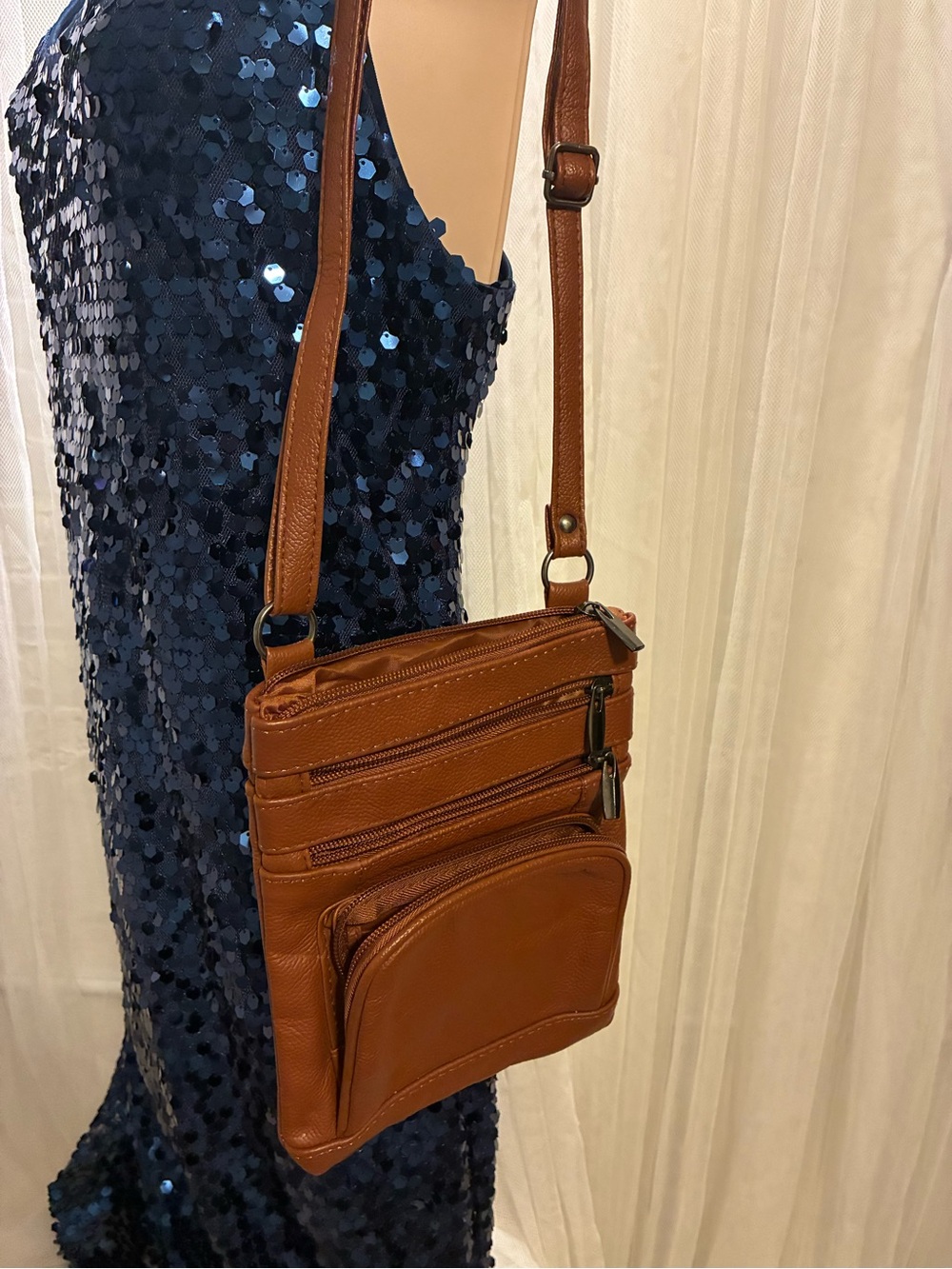 Classic Brown Leather Crossbody Bag - Women's Shoulder Purse